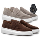 (COMPRE 1 LEVE 2) - Mocassim Masculino Em Camurça Social + RELÓGIO DE BRINDE