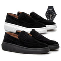 (COMPRE 1 LEVE 2) - Mocassim Masculino Em Camurça Social + RELÓGIO DE BRINDE
