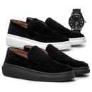 (COMPRE 1 LEVE 2) - Mocassim Masculino Em Camurça Social + RELÓGIO DE BRINDE